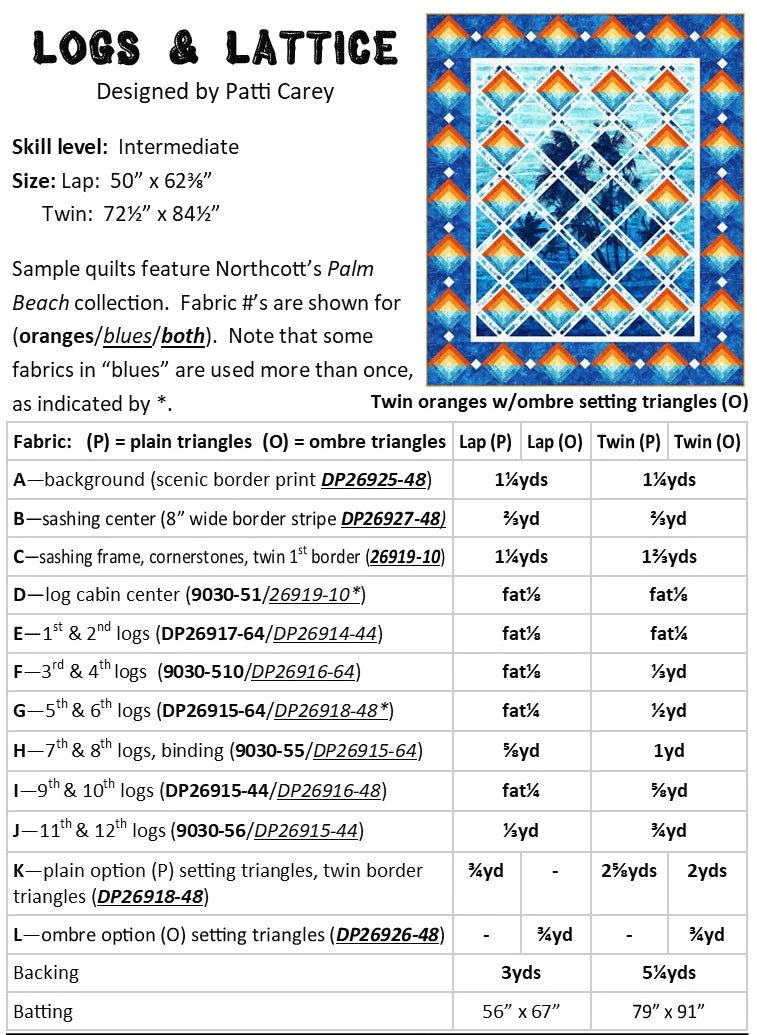 Logs & Lattice - Panel Quilt Pattern