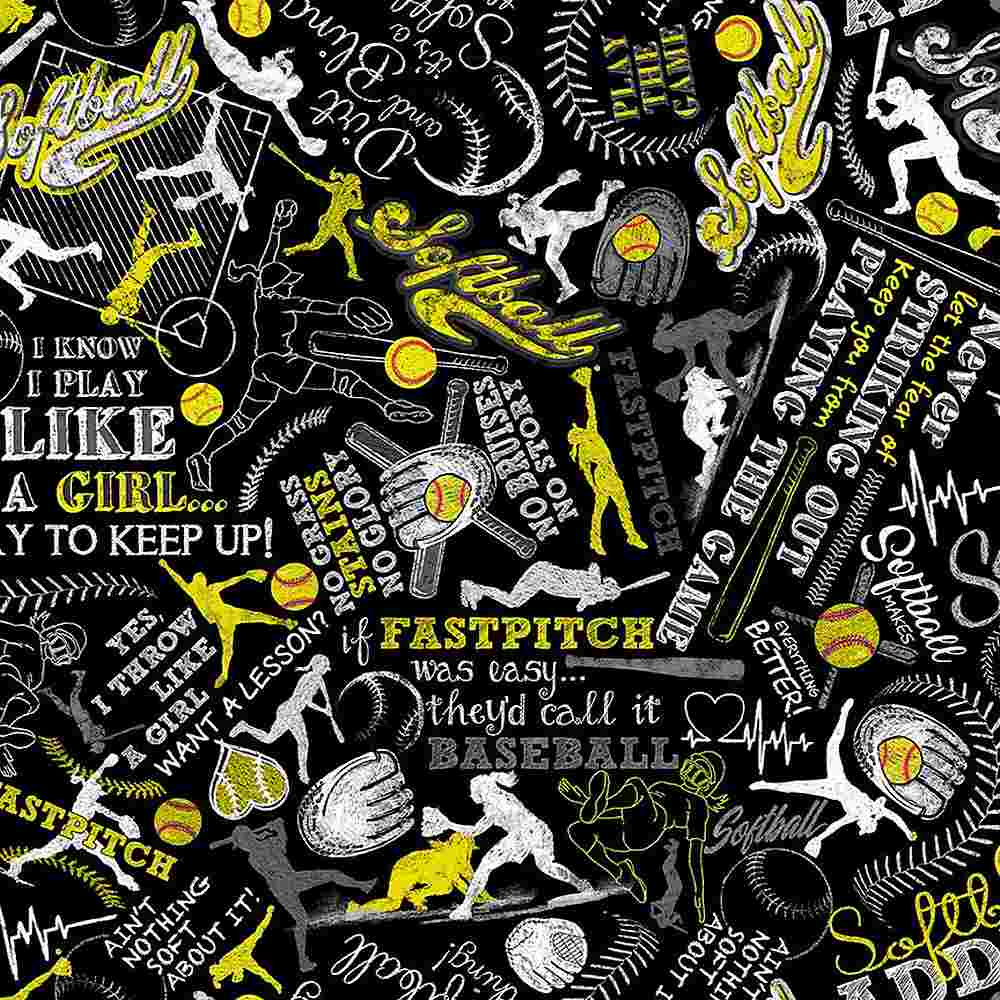 Fitness Fanatic - Girl's Softball Text, Black - SPORT-CD1694
