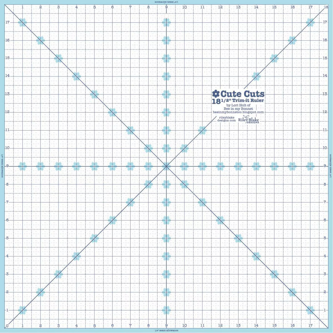Lori Holt Cute Cuts - Trim it Rulers - 18 1/2" Square