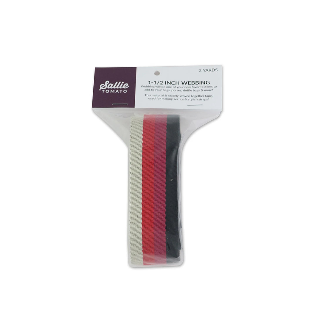 Webbing - Packaged 3 yard cut, 1 1/2" wide - Striped Valentine