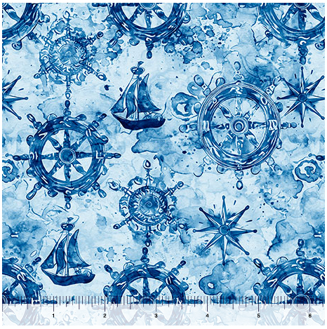 Ocean Blues - Ship Wheels, Blue - 30861-B