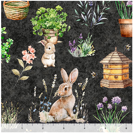 Hunny Bunny - Bunny Allover, Charcoal - 30976-J