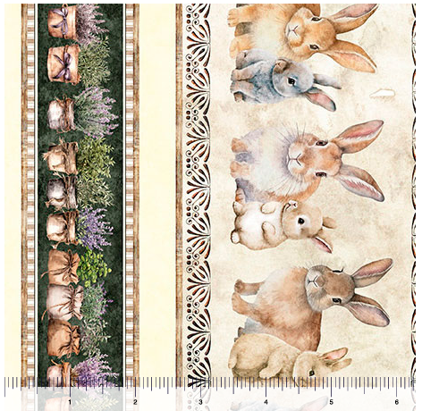 Hunny Bunny - Bunny & Floral Border Stripe, Multi - 30977-X