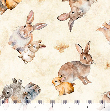 Hunny Bunny - Tossed Bunnies, Cream - 30979-E
