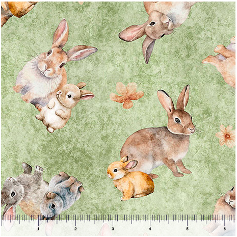 Hunny Bunny - Tossed Bunnies, Sage - 30979-H