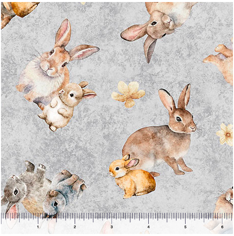 Hunny Bunny - Tossed Bunnies, Gray - 30979-K
