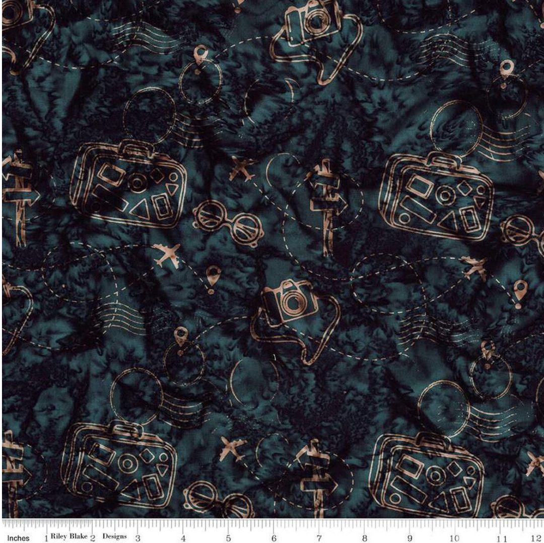 Places You'll Go - Traveling, Smoky Teal - BT23220-279 - Expressions Batiks