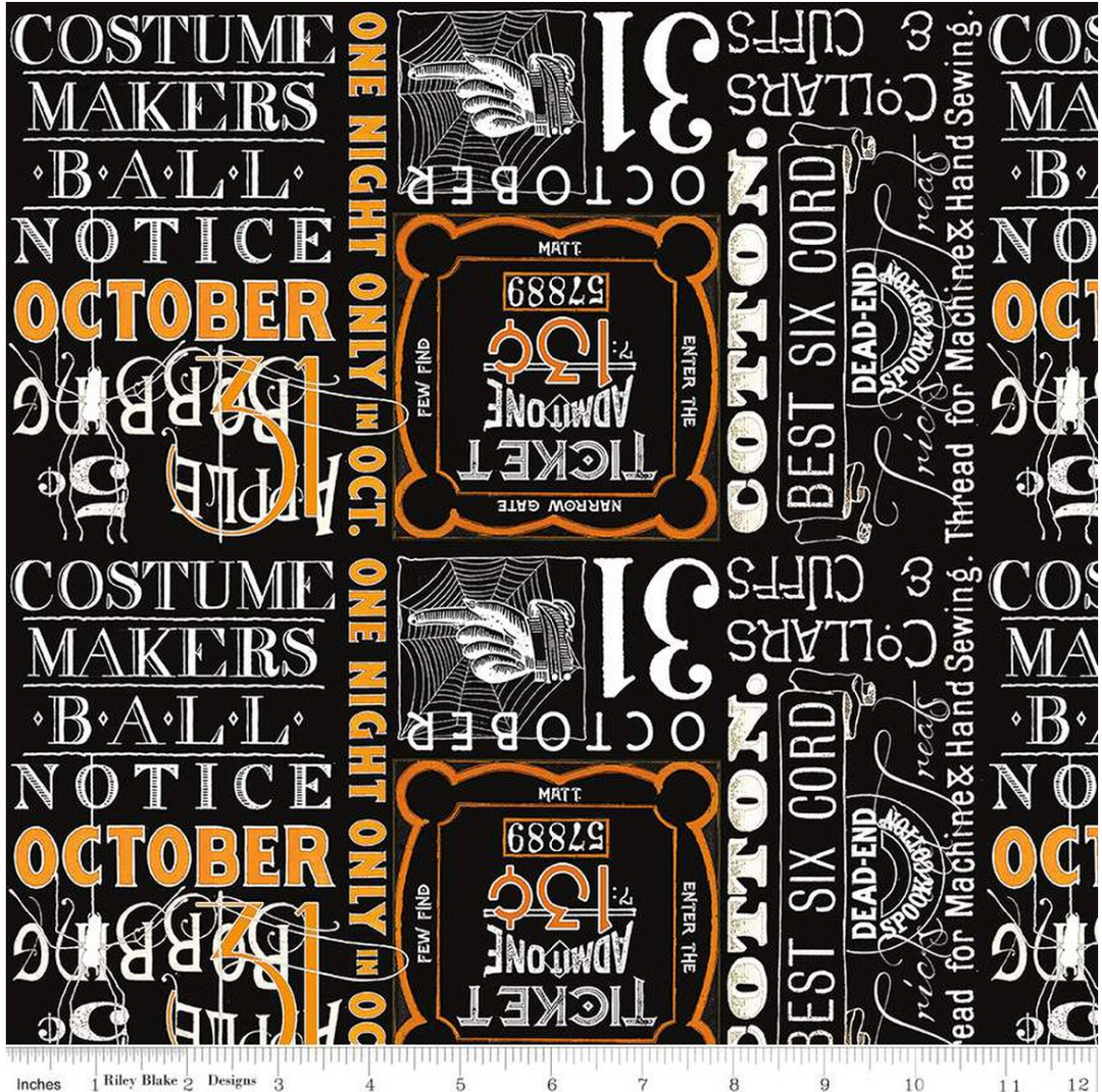 Costume Maker's Act II - Ticket Text, Black - C16012-BLACK