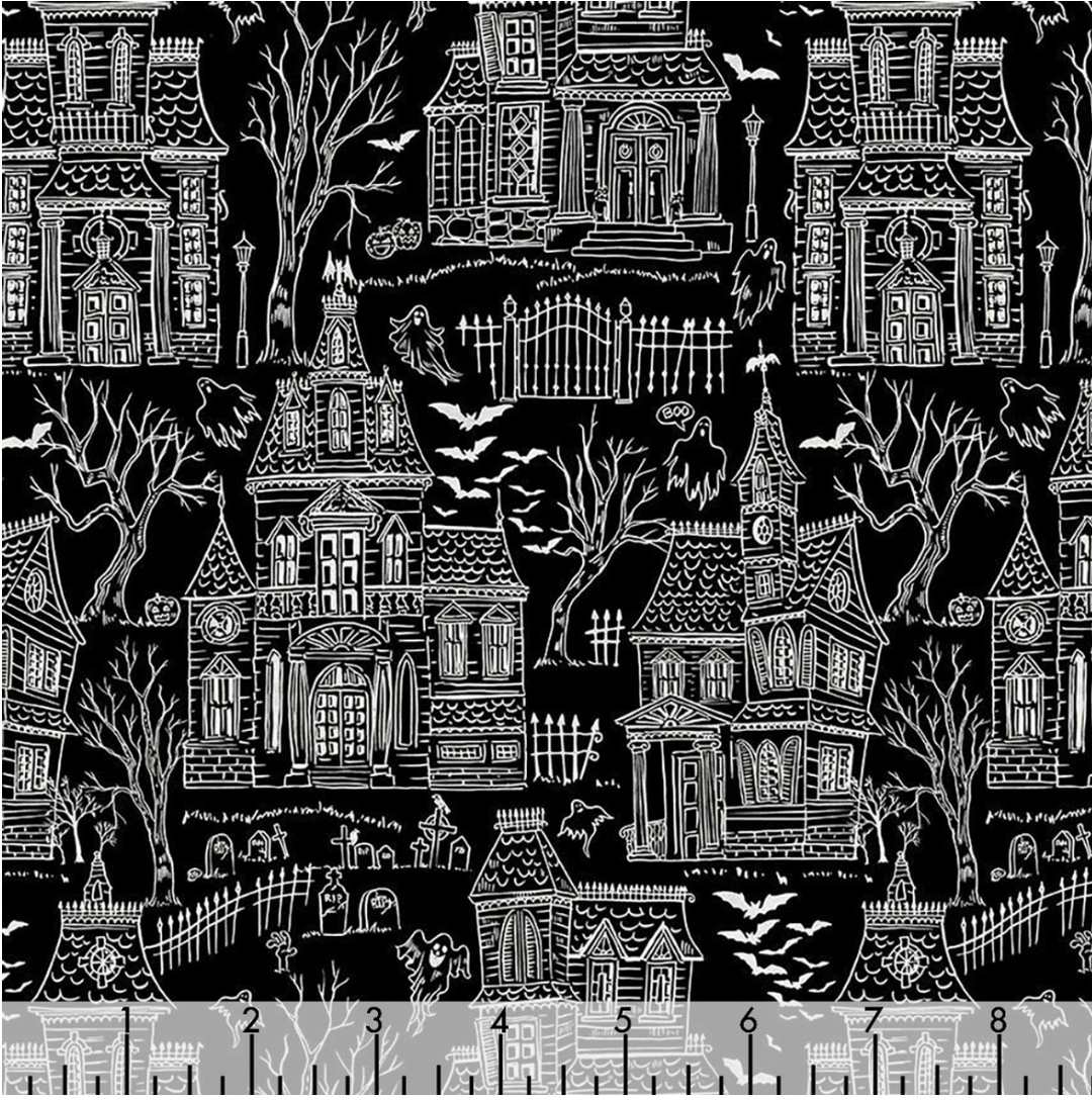 Pick Your Poison - Haunted House Toile, Black - BOO-CD3539