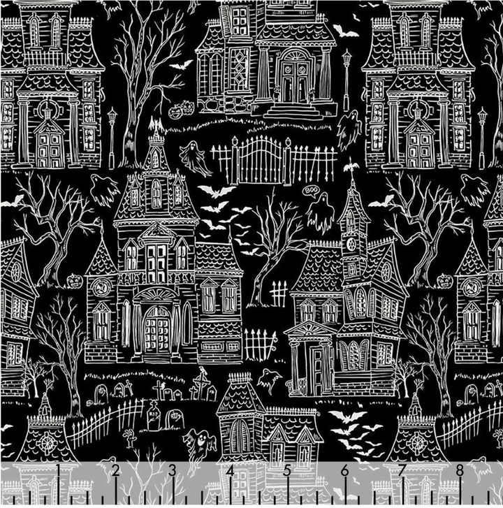 Pick Your Poison - Haunted House Toile, Black - BOO-CD3539