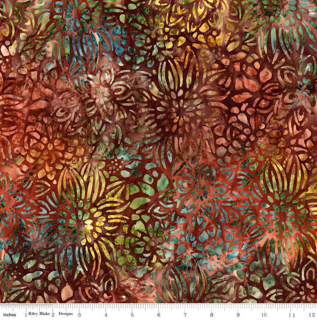 Floral Reflections - Flower Mix, Autumn Leaves - BT23182-268- Expressions Batiks