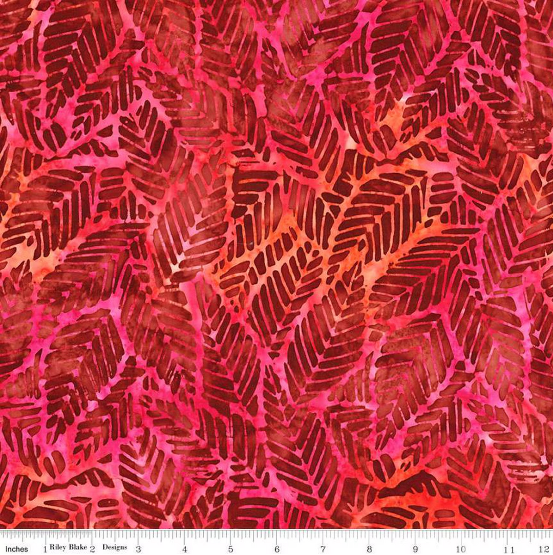 Floral Reflections - Jagged Leaves, Red Candy Riot - BT23185-224 - Expressions Batiks