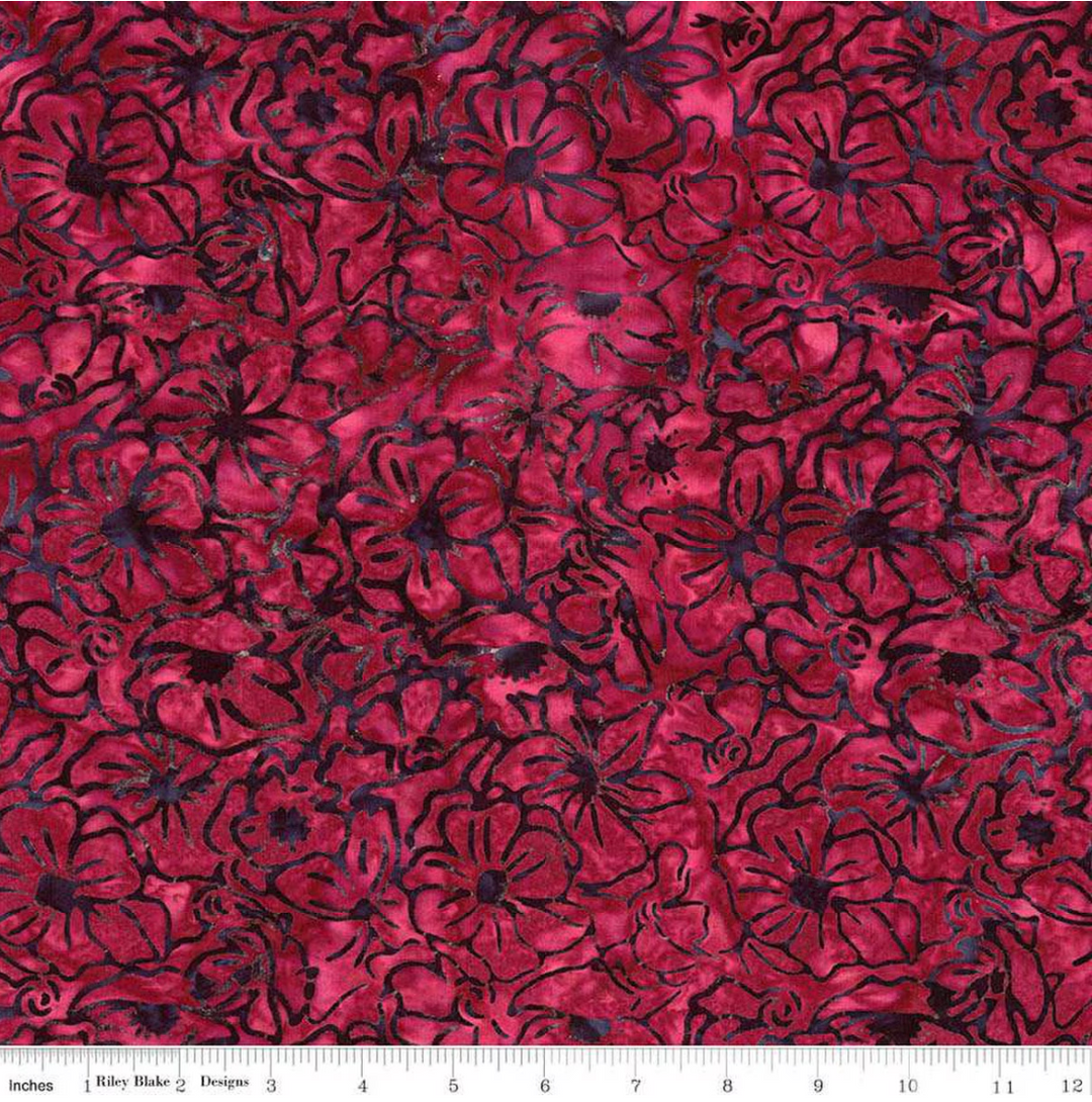 Floral Reflections - Flowers, Black Cherry Chutney - BT23181-227 - Expressions Batiks