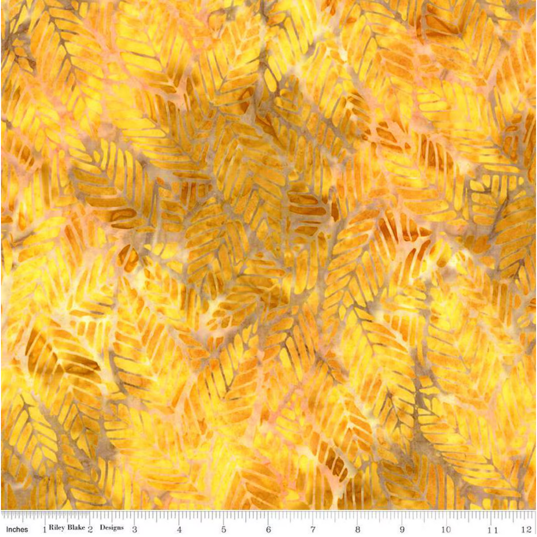 Floral Reflections - Jagged Leaves, Goldenrod - BT23185-258 - Expressions Batiks