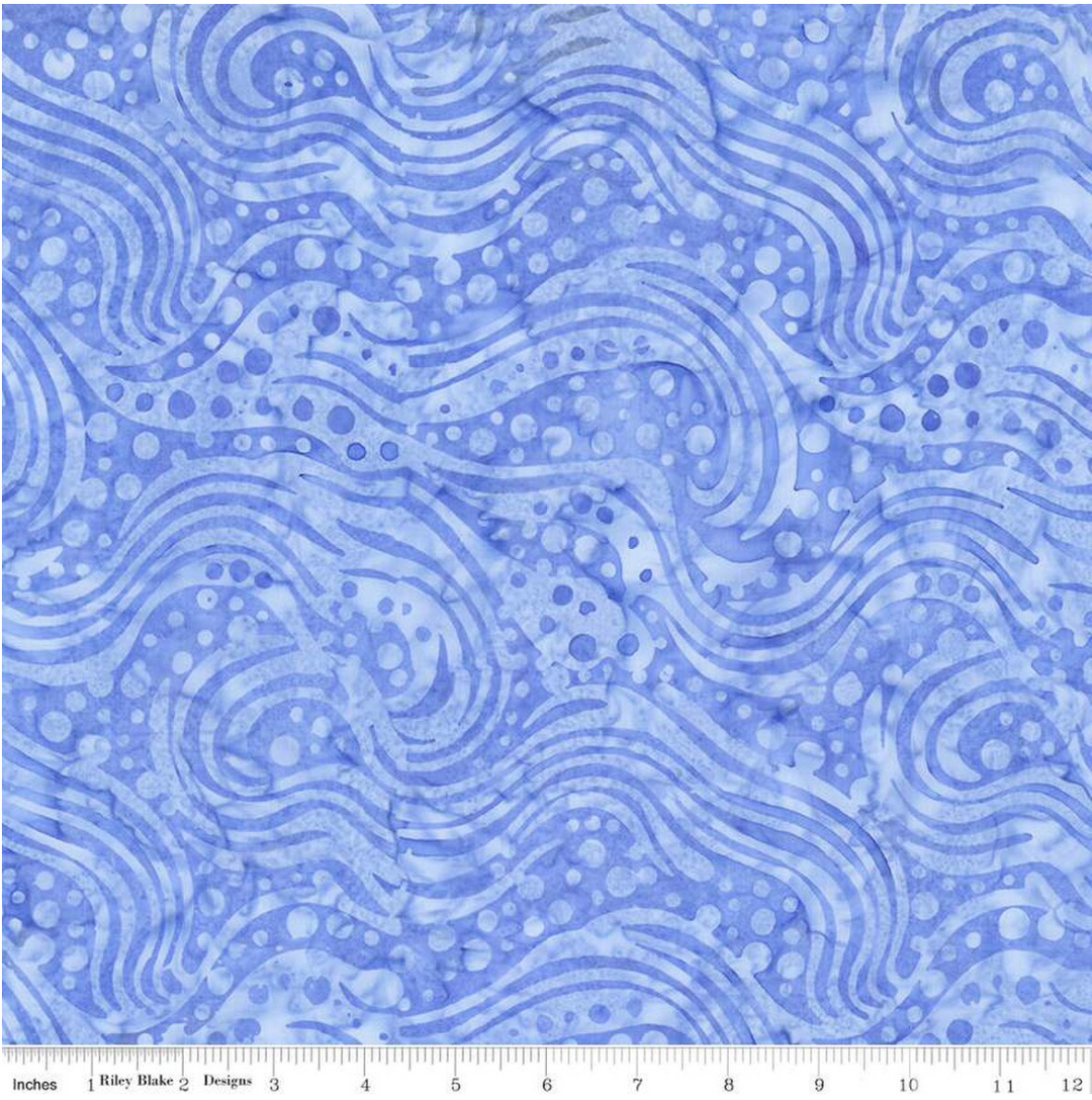 Geometric Splash -Bubble Wave, Light Cornflower - BT23203-292- Expressions Batiks