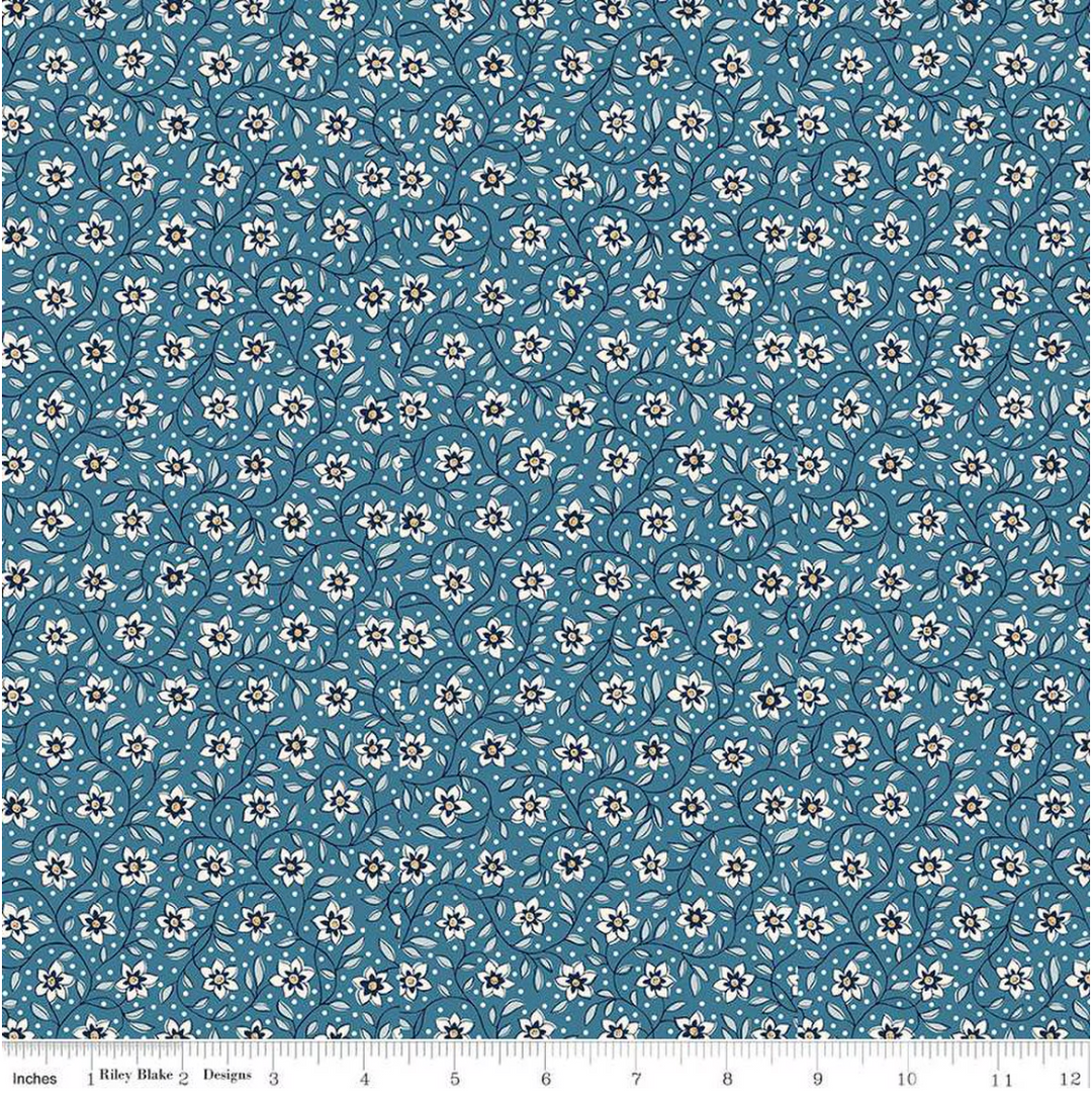 Denim Florals - Lily Trail A - 01667406A - Liberty Fabrics
