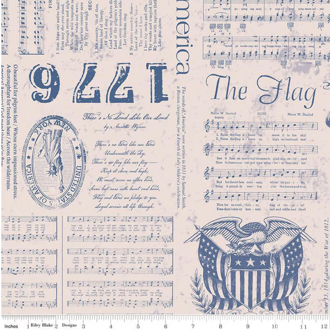 Wide Back - Americana Liberty 108" - Patriotic Sheet Music, Blue - WB16102-BLUE