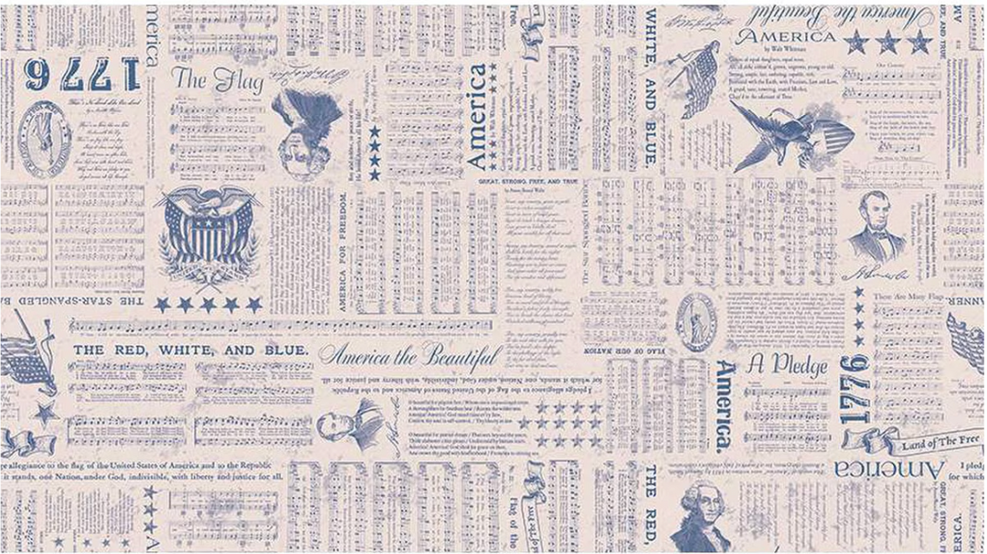 Wide Back - Americana Liberty 108" - Patriotic Sheet Music, Blue - WB16102-BLUE