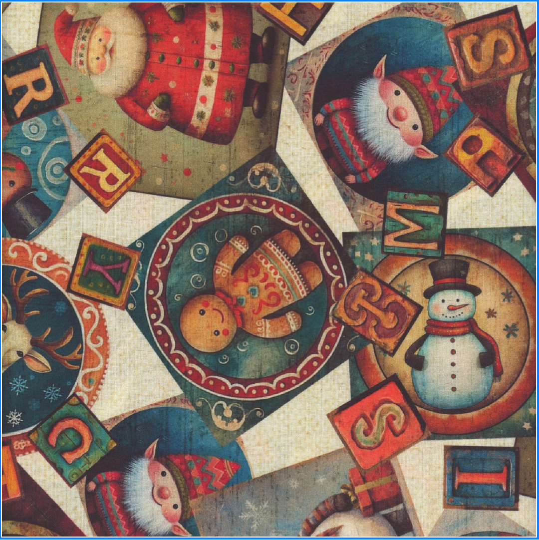 Santa's Workshop - Christmas Collage, Cream - 31072-E