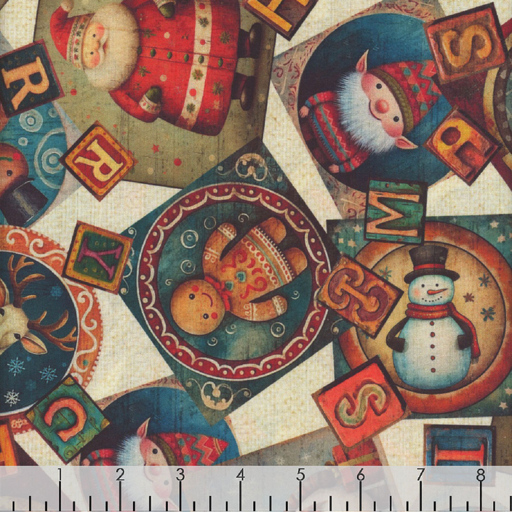 Santa's Workshop - Christmas Collage, Cream - 31072-E