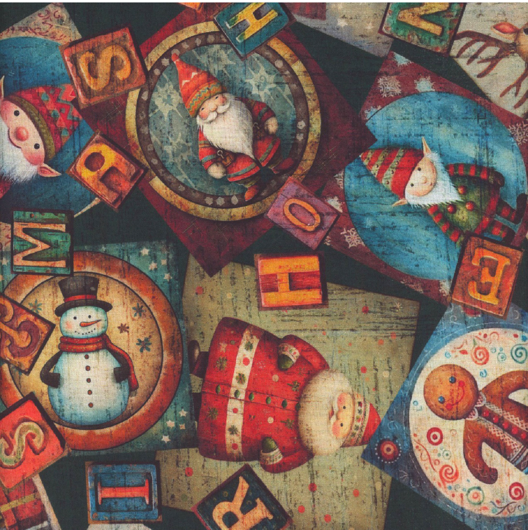 Santa's Workshop - Christmas Collage, Black - 31072-J