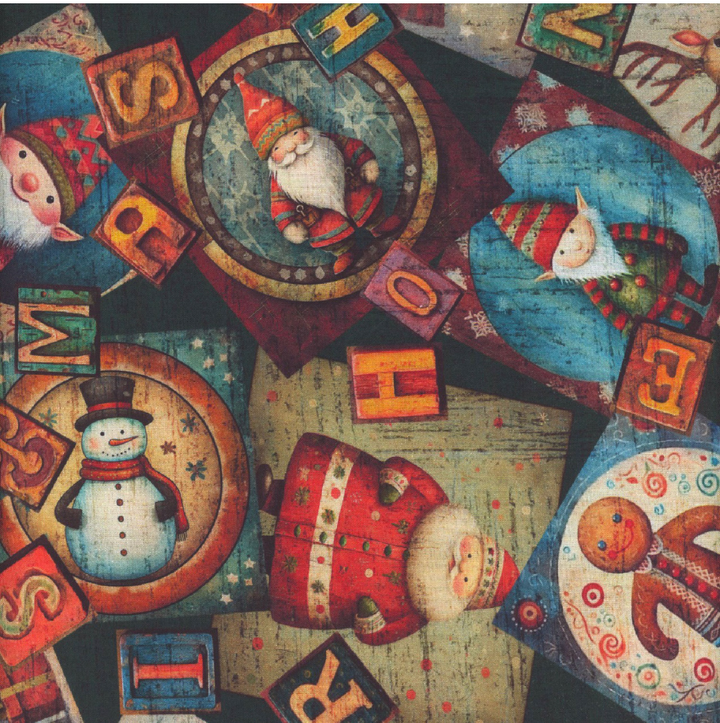 Santa's Workshop - Christmas Collage, Black - 31072-J