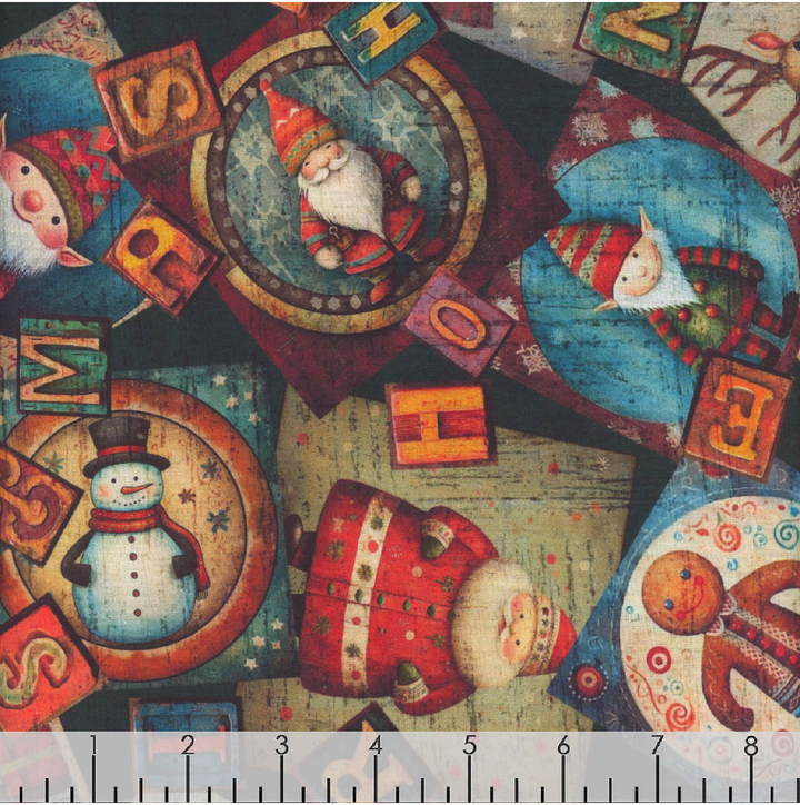 Santa's Workshop - Christmas Collage, Black - 31072-J