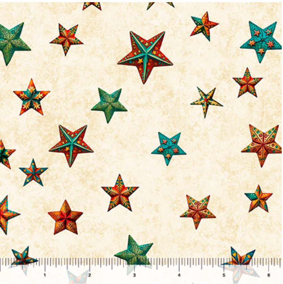 Santa's Workshop - Stars, Cream - 31076-E