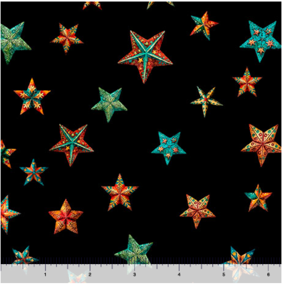Santa's Workshop - Stars, Black - 31076-J