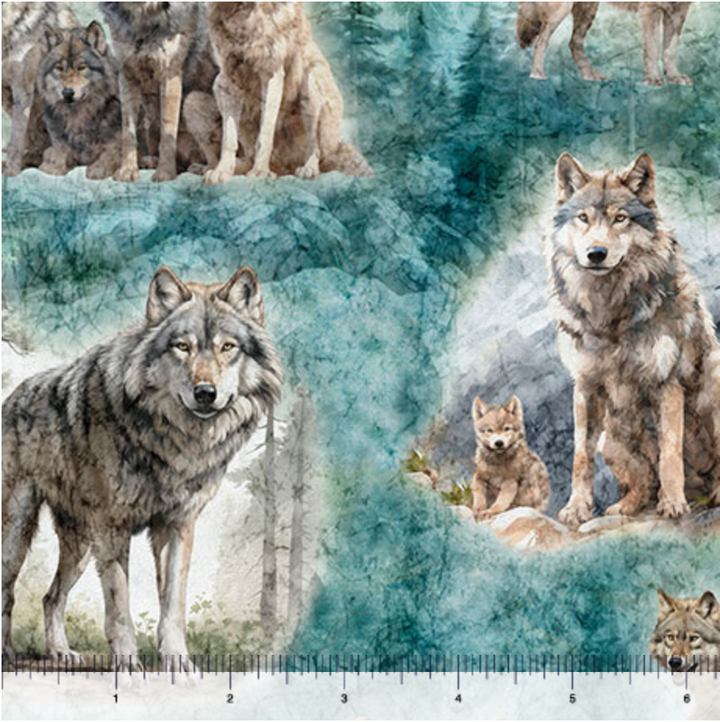 Running with the Pack - Wolf Vignettes, Teal - 31100-Q