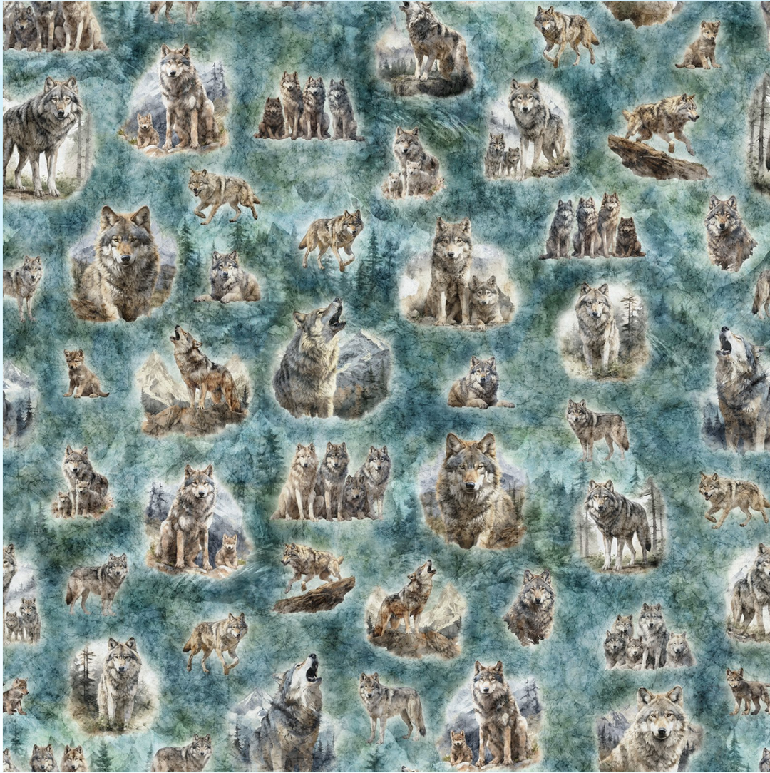 Running with the Pack - Wolf Vignettes, Teal - 31100-Q
