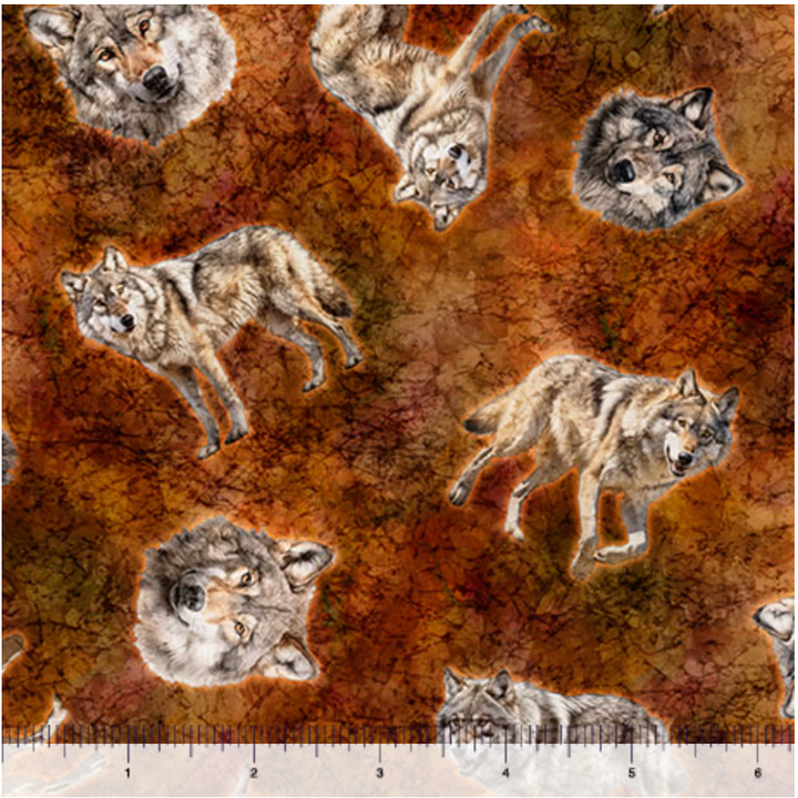 Running with the Pack - Tossed Wolves, Brown - 31101-A