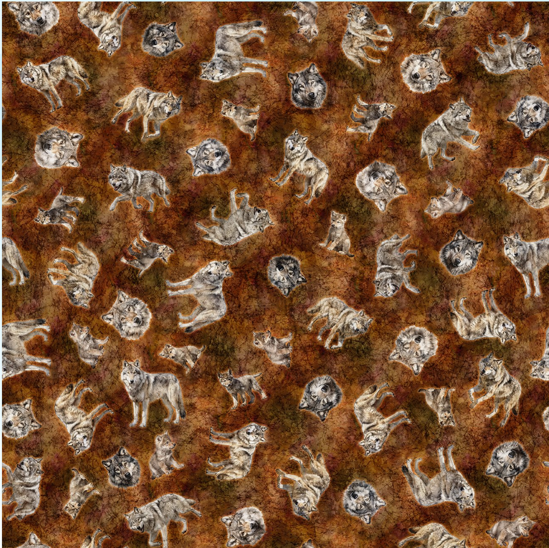 Running with the Pack - Tossed Wolves, Brown - 31101-A