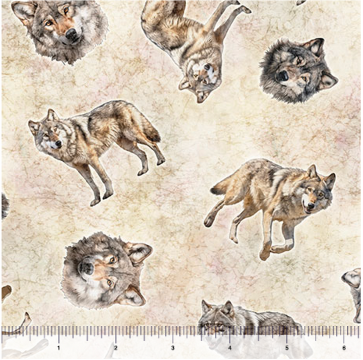 Running with the Pack - Tossed Wolves, Cream - 31101-E