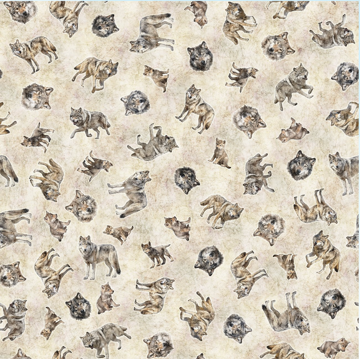 Running with the Pack - Tossed Wolves, Cream - 31101-E