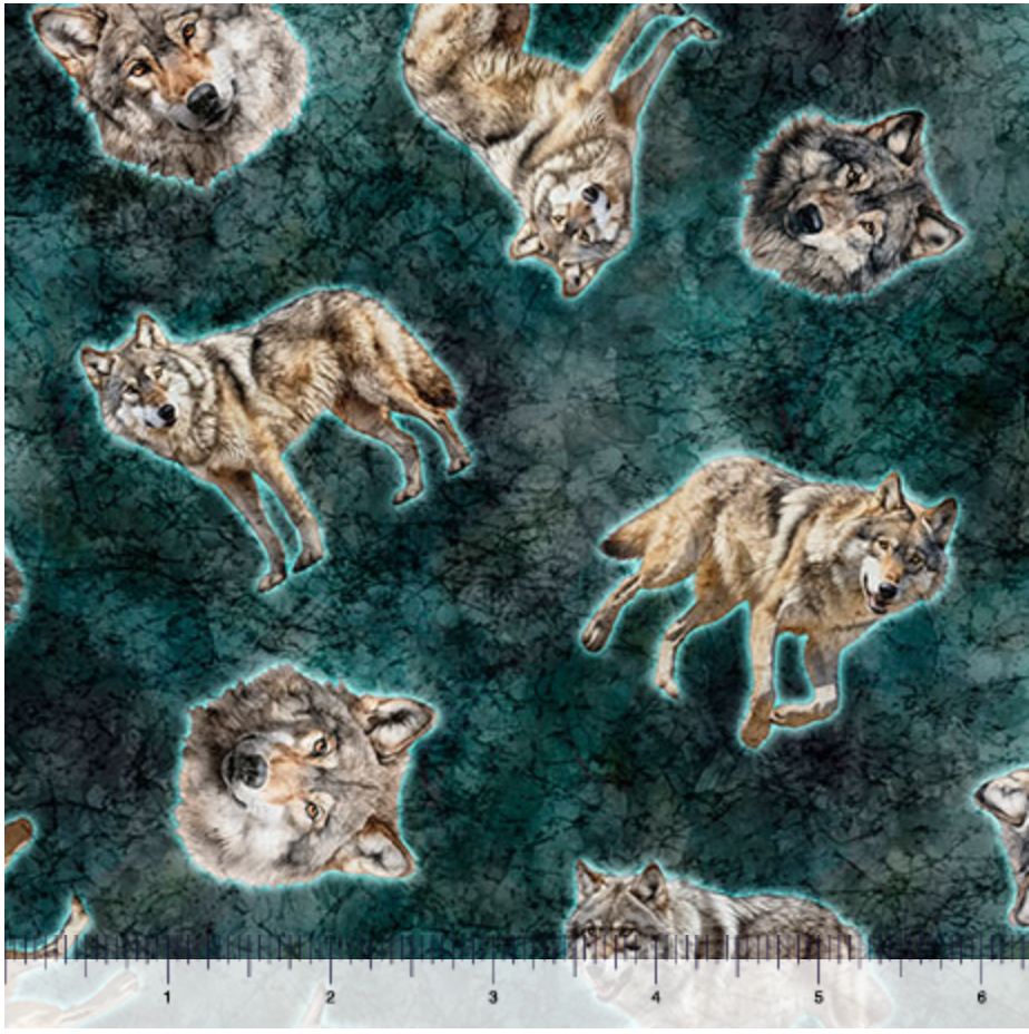 Running with the Pack - Tossed Wolves, Dk Teal - 31101-Q