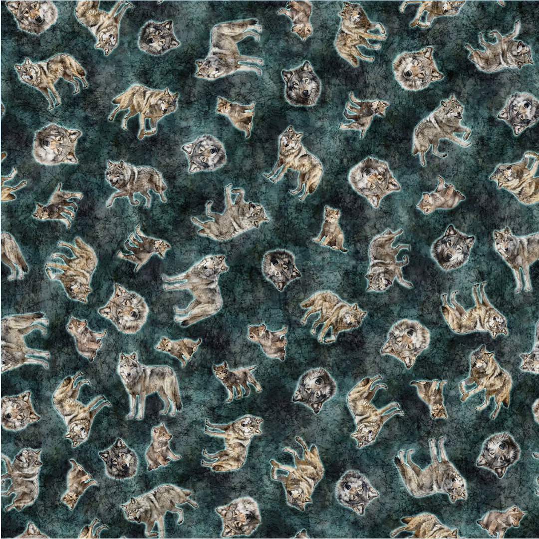 Running with the Pack - Tossed Wolves, Dk Teal - 31101-Q