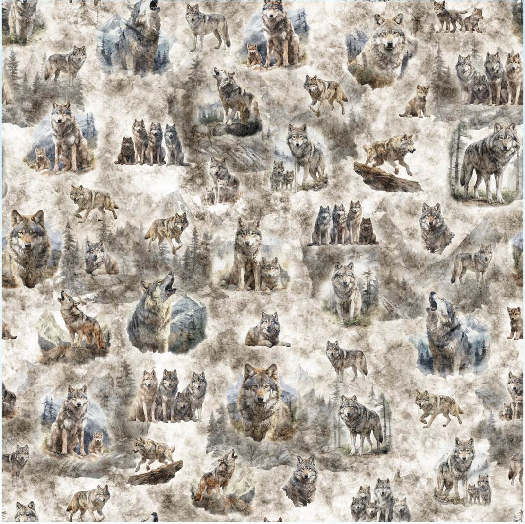 Running with the Pack - Wolf Vignettes, Cream - 31100-E