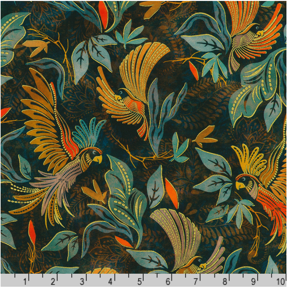 Golden Feathers - Birds, Navy - SRKDM-23156-9