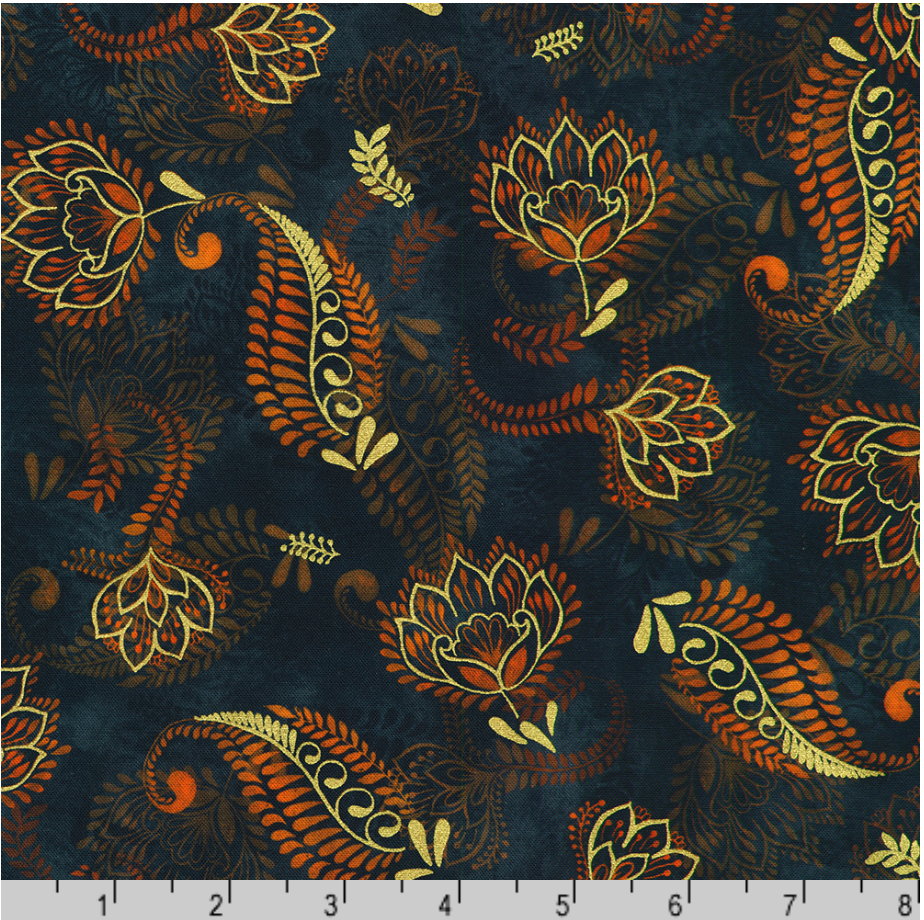 Golden Feathers - Paisley, Navy - SRKDM-23157-9