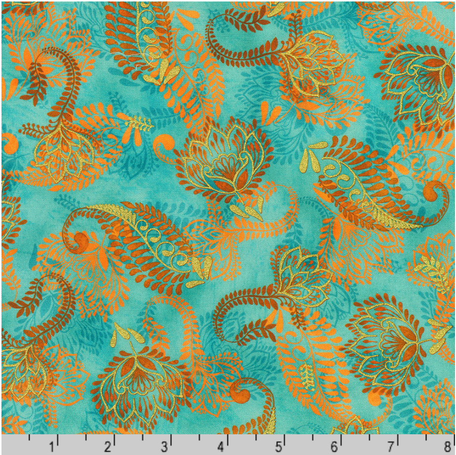 Golden Feathers - Paisley, Aqua - SRKDM-23157-70