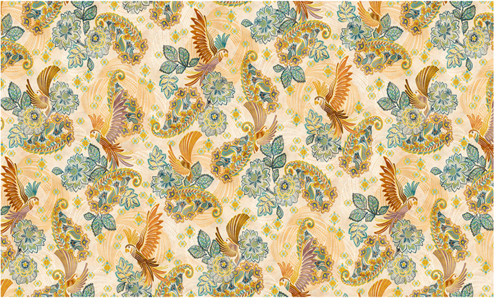 Golden Feathers - Floral Birds, Parchment - SRKDM-23178-265