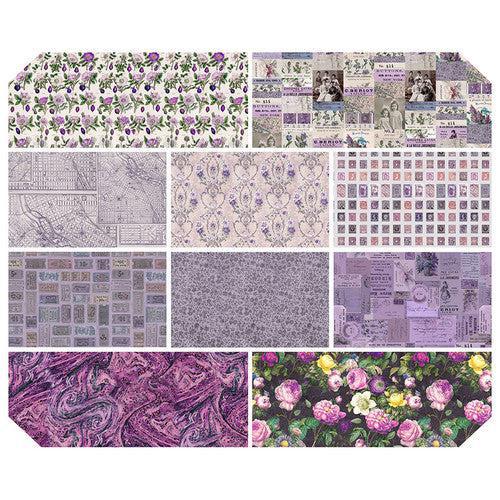 Fat Quarter Bundle - Tim Holtz Palette Collection - Purple - Set of 10