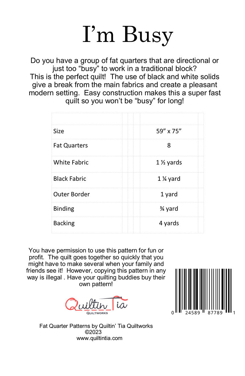 I'm Busy - Fat Quarter Quilt Pattern