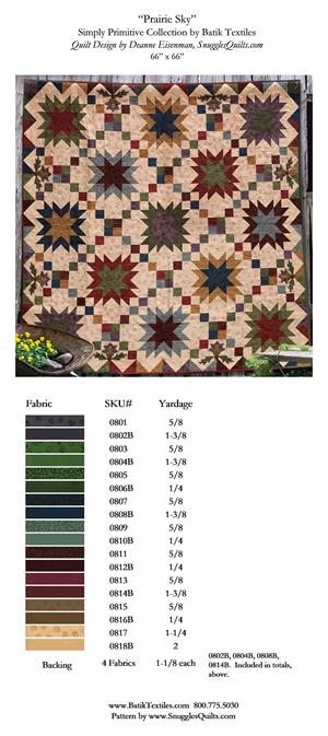 Simply Primitive - Prairie Sky - Quilt Pattern