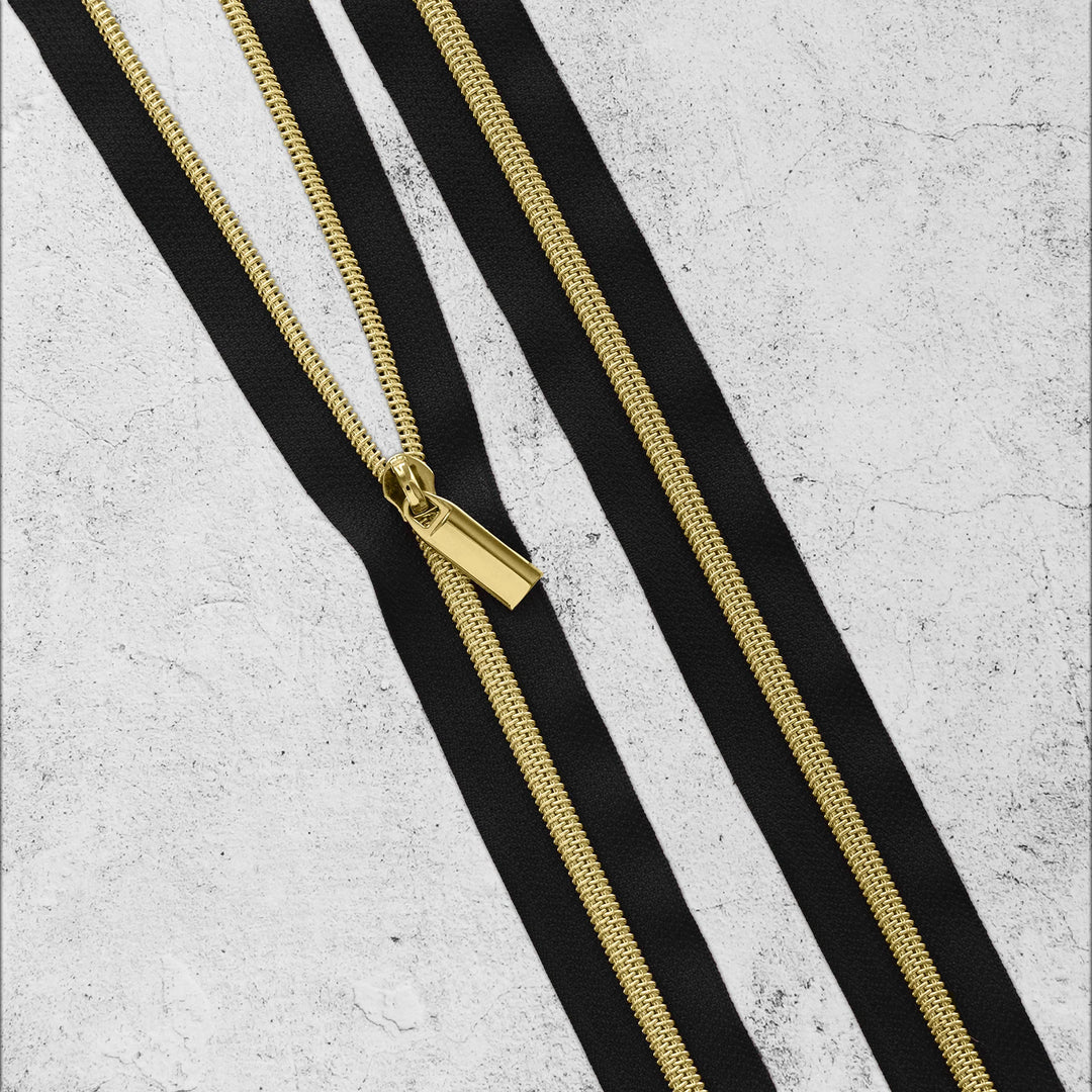 Zipper by the Yard - 3 yards Black Zipper Tape with 9 Zipper Pulls