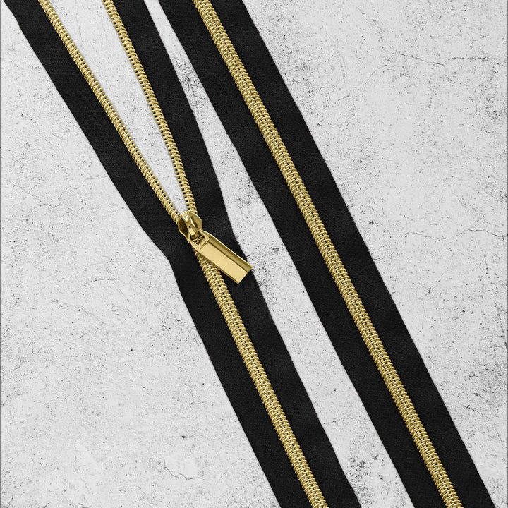 Zipper by the Yard - 3 yards Black Zipper Tape with 9 Zipper Pulls