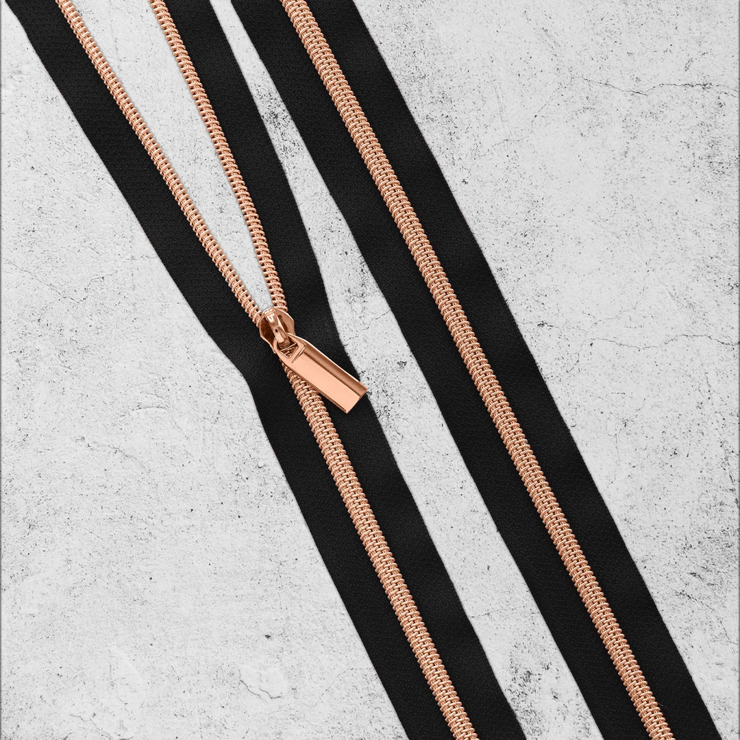 Zipper by the Yard - 3 yards Black Zipper Tape with 9 Zipper Pulls