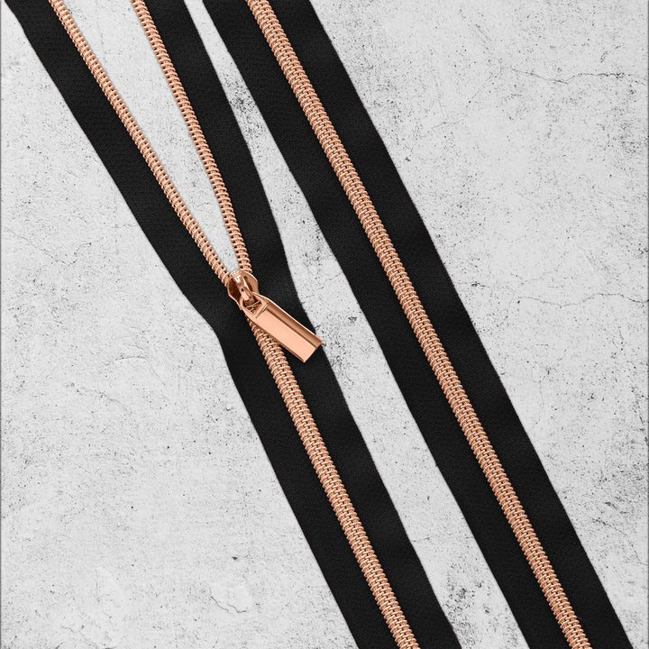 Zipper by the Yard - 3 yards Black Zipper Tape with 9 Zipper Pulls