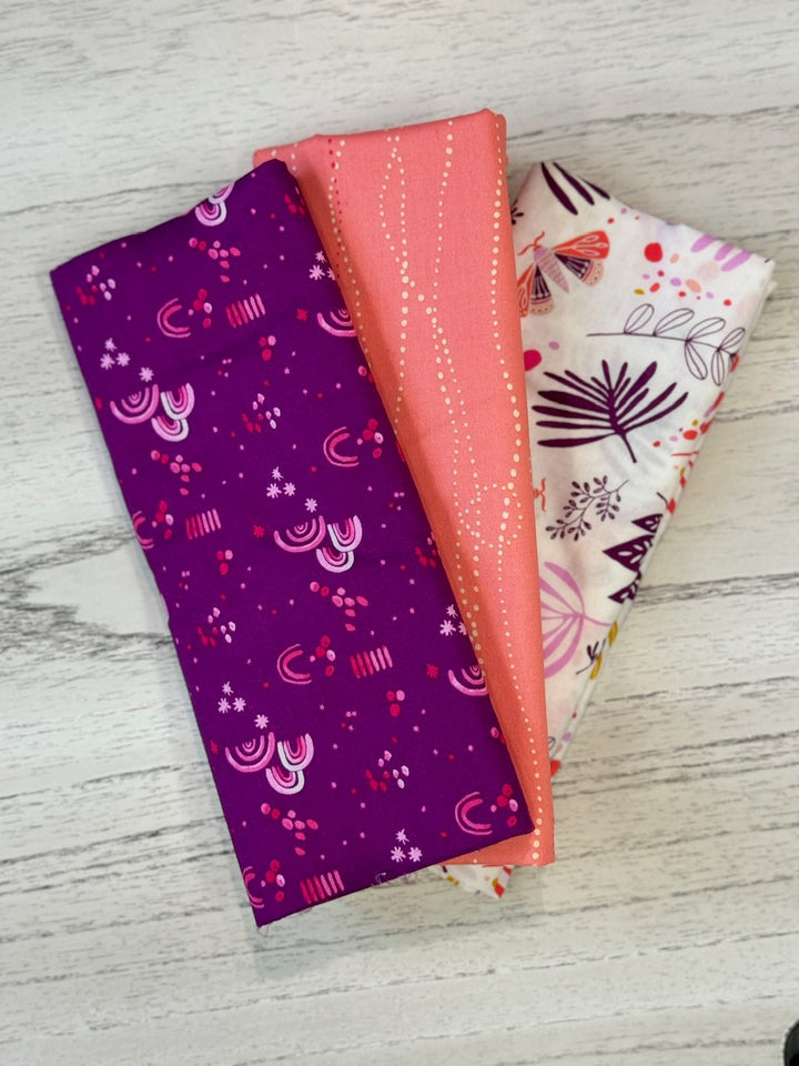 3 Yard Fabric Bundle - Aerial - Purple, Pink and White